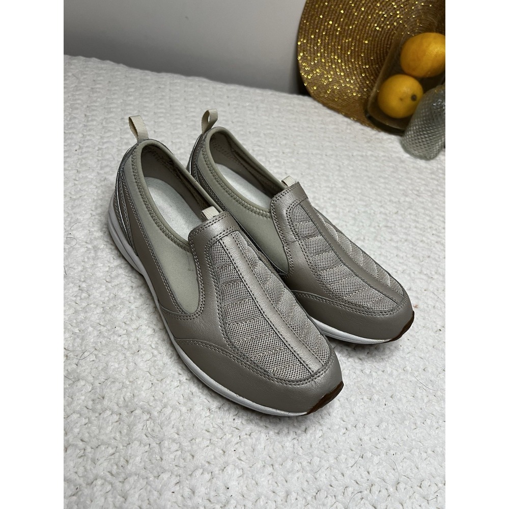 Easy Spirit Shoes Women's 8 Espiers Mesh Slip-On Sneakers Taupe White EUC